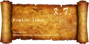 Komlós Timur névjegykártya